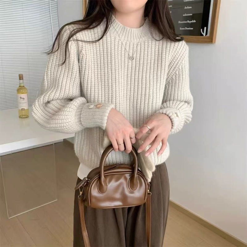Suéter Retro Cuello Redondo Mujer