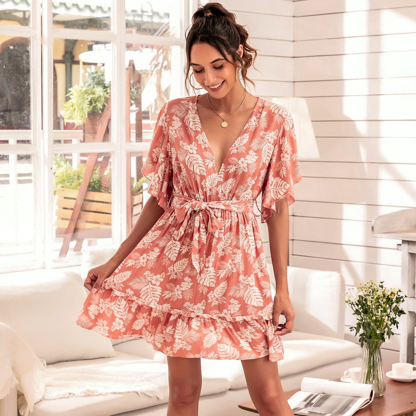Vestido Midi de Manga Corta