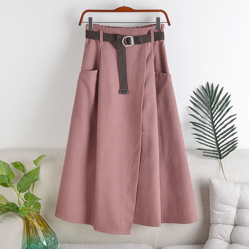 Falda Midi con Cinturón y Bolsas