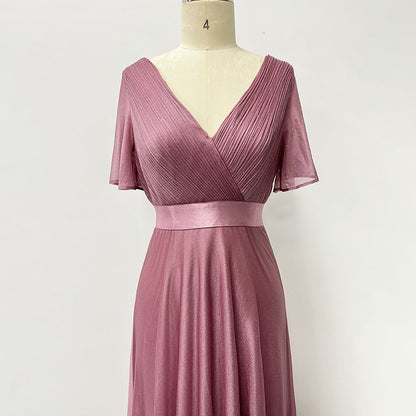 Vestido Largo Elegante de Chifón con Mangas Acampanadas