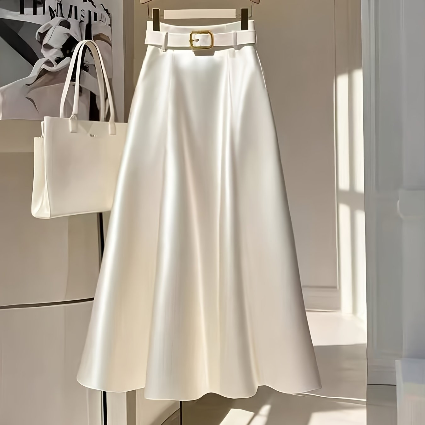 Falda Elegante Satinada Línea A